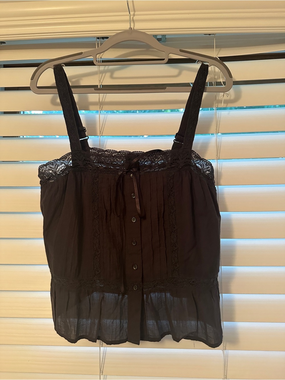 American Eagle Outfitters Black Lace-Trim Pintuck Tank Top - Picture 7 of 9